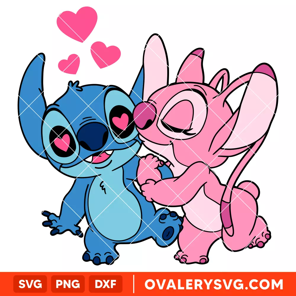 Stitch and Angel Svg, Valentine’s Day Svg, Disney Svg, Cricut, Silhouette Vector Cut File