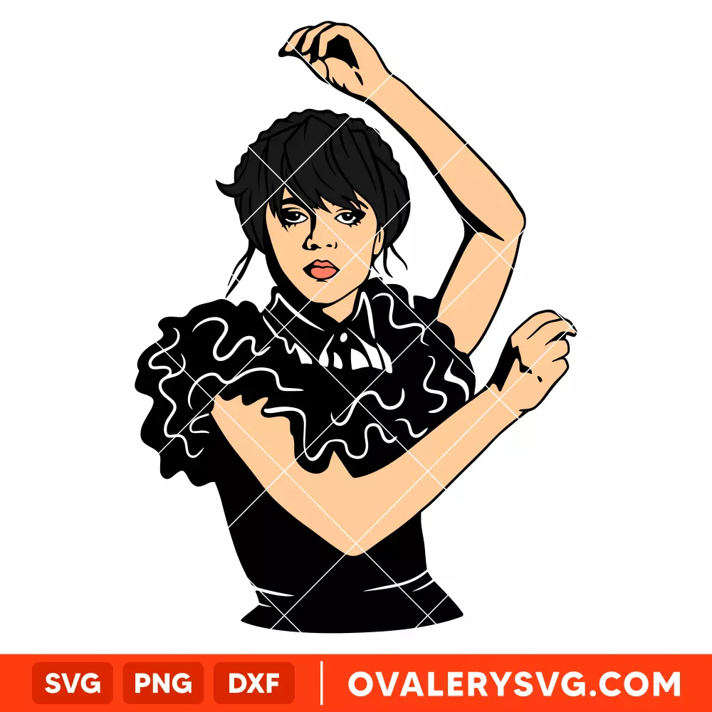 Wednesday Addams Dance SVG, Jenna Ortega SVG, Addams Family SVG, Nevermore Academy SVG, Cricut, Silhouette SVG PNG Cut File