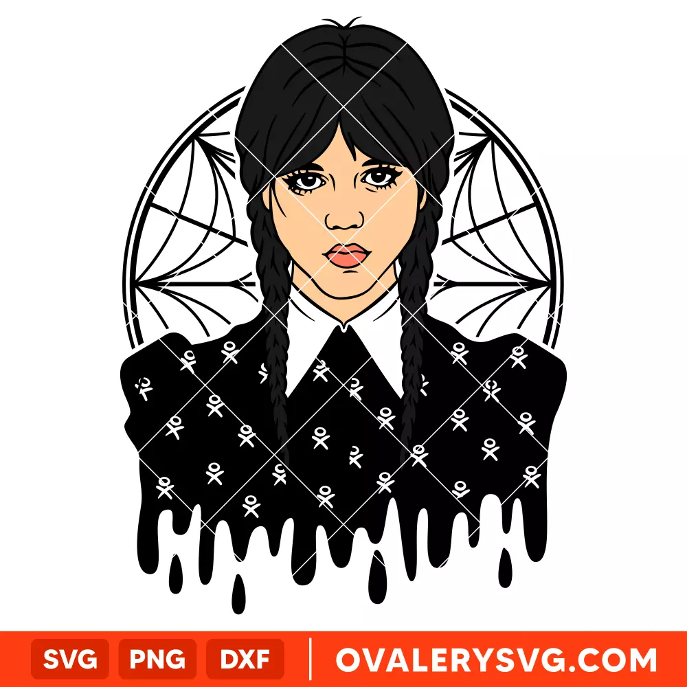 Wednesday Addams Drip SVG, Jenna Ortega SVG, Addams Family SVG, Nevermore Academy SVG, Cricut, Silhouette SVG PNG Cut File