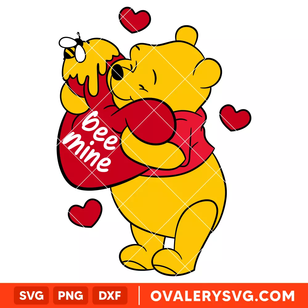 Bee Mine Vinie The Pooh Bear Svg, Valentine’s Day Svg, Disney Svg, Cricut, Silhouette Vector Cut File