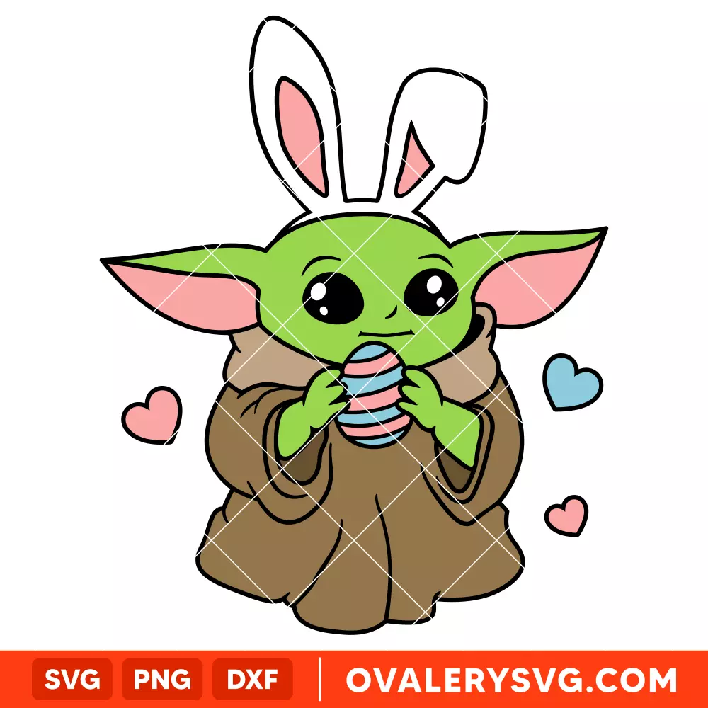Easter Baby Yoda SVG, Easter Bunny SVG, Disney SVG | Instant Download SVG PNG Cut File for Cricut & Silhouette