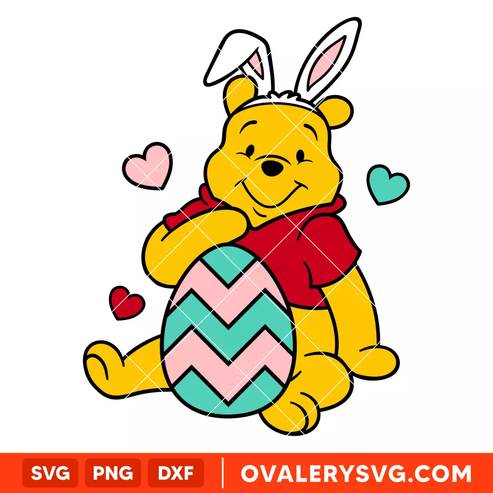 Happy Easter Pooh SVG, Easter Bunny SVG, Happy Easter SVG, Disney SVG, Cricut, Silhouette SVG PNG Cut File