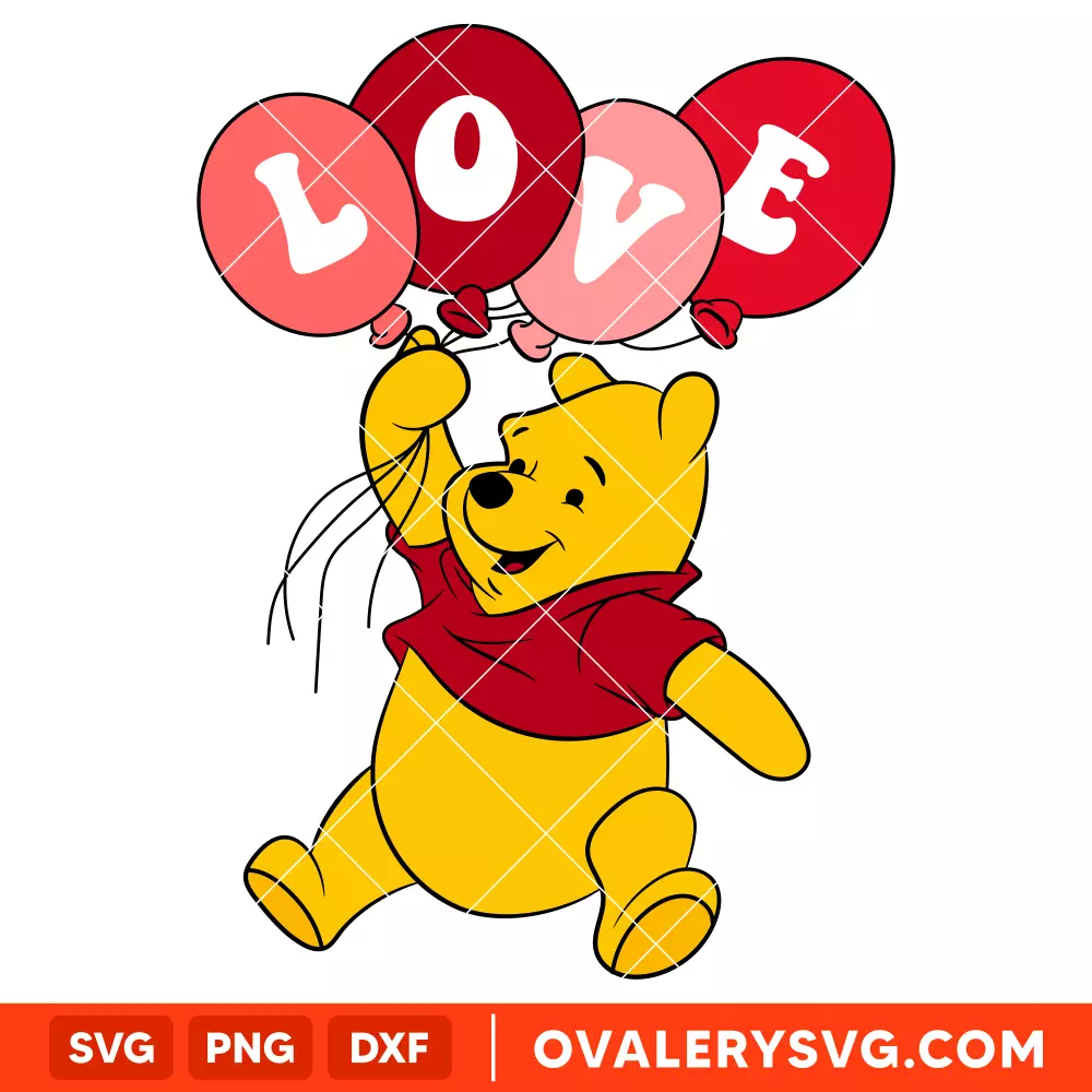 Love Winnie the Pooh Svg, Valentine’s Day Svg, Disney Svg, Cricut, Silhouette Vector Cut File