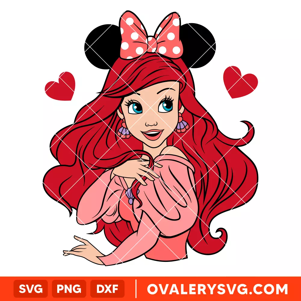 Valentine Ariel Svg, Love Svg, Valentine’s Day Svg, Disney Svg, Cricut, Silhouette Vector Cut File