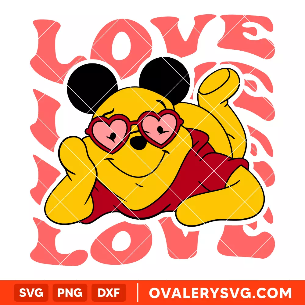 Winnie Pooh Love Svg, Valentine’s Day Svg, Disney Svg, Cricut, Silhouette Vector Cut File