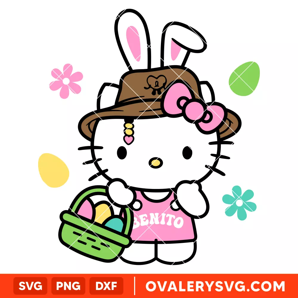 Easter Benito Hello Kitty Svg, Sanrio Svg, Happy Easter Svg, Bad Bunny Svg, Cricut, Silhouette Vector Cut File
