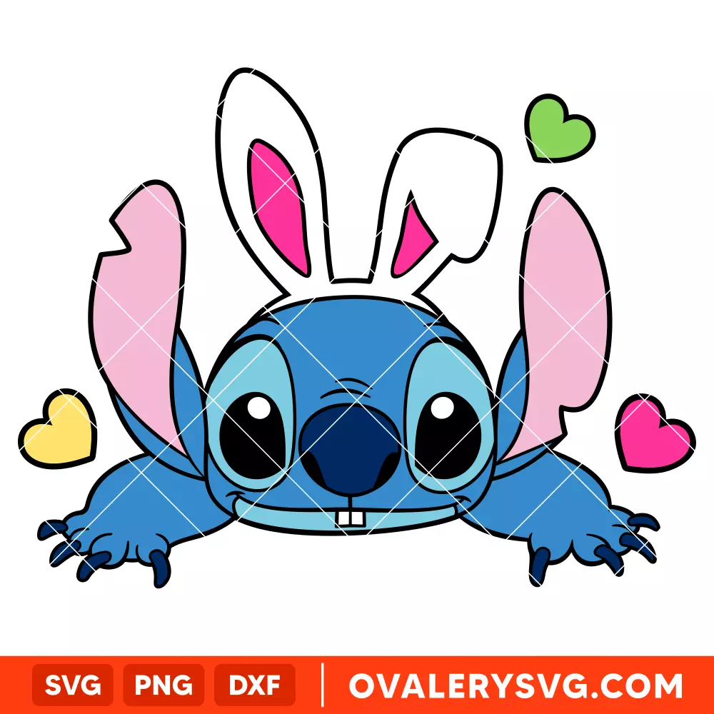 Easter Bunny Stitch SVG, Happy Easter SVG, Disney SVG, Cricut, Silhouette SVG PNG Cut File