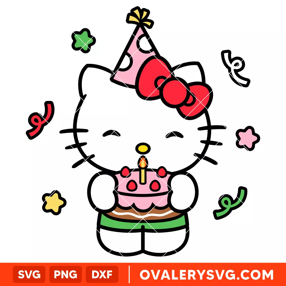 Hello Kitty Birthday SVG, Sanrio SVG, Cricut, Silhouette SVG PNG Cut File