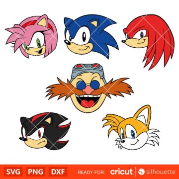 Sonic the Hedgehog Bundle Svg, Sonic Face Svg, Sonic Head Svg, Layered ...