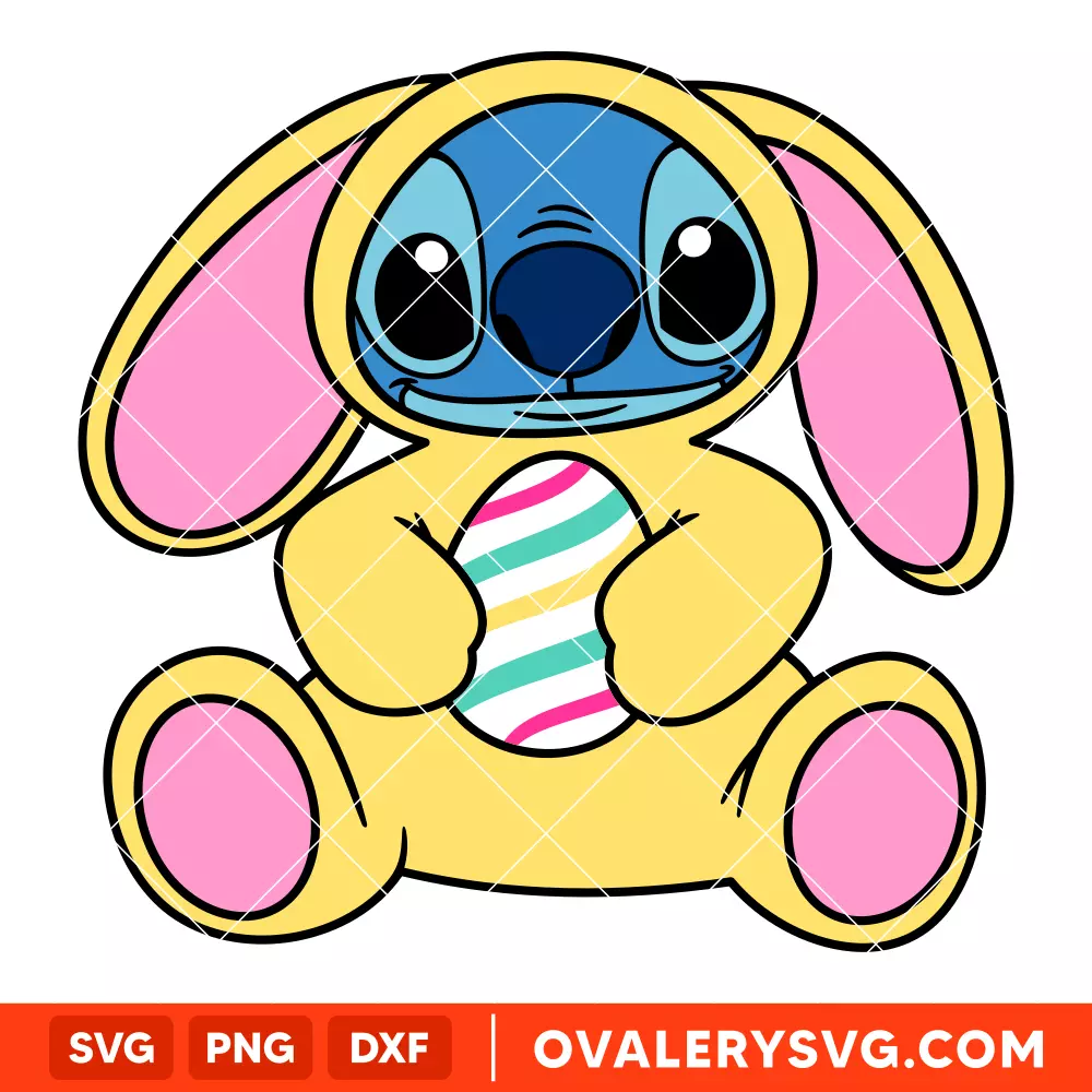 Stitch Easter Bunny SVG, Happy Easter SVG, Disney SVG, Cricut, Silhouette SVG PNG Cut File