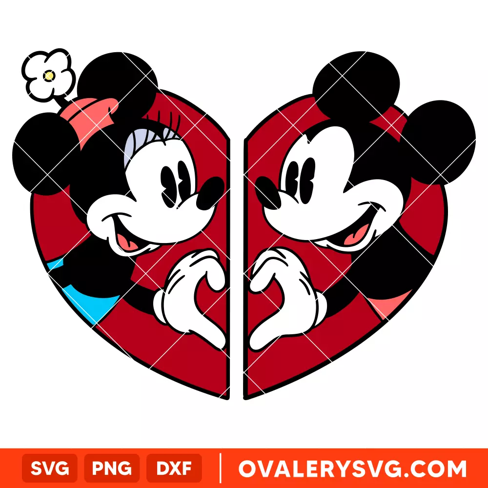 Vintage Valentine Mickey & Minnie SVG, Valentine’s Day SVG, Disney SVG, Cricut, Silhouette SVG PNG Cut File