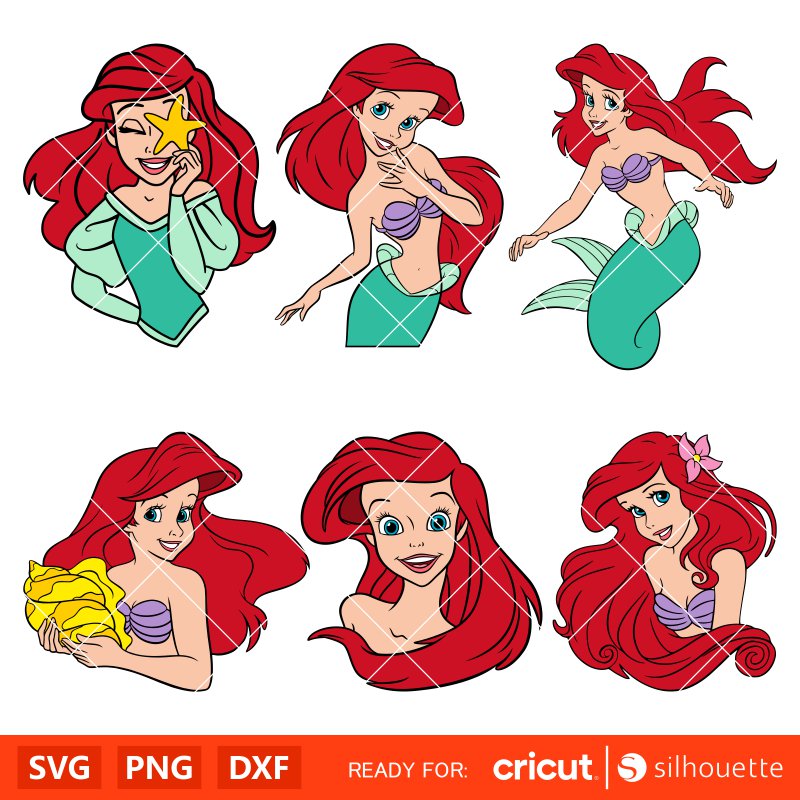 Ariel SVG Bundle, Little Mermaid Svg, Princess Svg, Disney Svg, Cricut