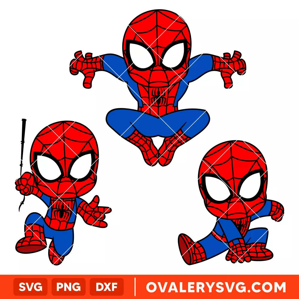 Baby Spiderman Bundle SVG, Cute Spiderman SVG, Spiderman Face SVG, Superhero SVG, Cricut, Silhouette SVG PNG Cut File