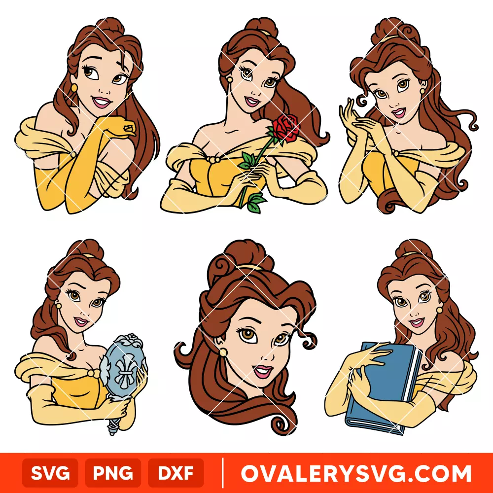 Belle Bundle SVG, Beauty and the Beast SVG, Disney Princess SVG, Cricut, Silhouette SVG PNG Cut File
