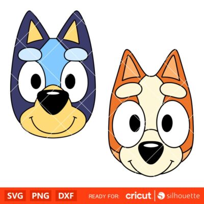 Bluey Bingo Faces Bundle Svg, Birthday Invitation Svg, Bluey the Dog ...