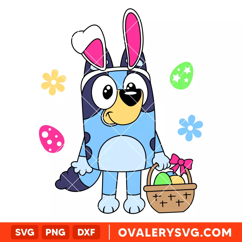 Easter Bluey SVG, Birthday Invitation SVG, Happy Easter SVG, Bluey the Dog SVG, Cricut, Silhouette SVG PNG Cut File