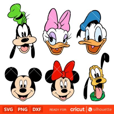 Mickey, Minnie, Donald, Daisy, Goofy, Pluto Bundle Svg, Disney Friends