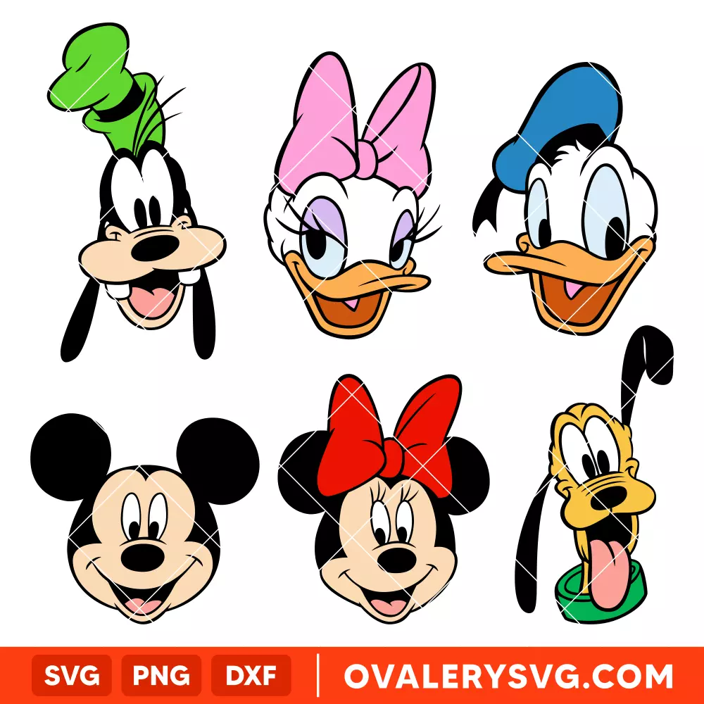 Mickey, Minnie, Donald, Daisy, Goofy, Pluto Bundle SVG, Disney Friends SVG, Disney Characters SVG, Cricut, Silhouette SVG PNG Cut File