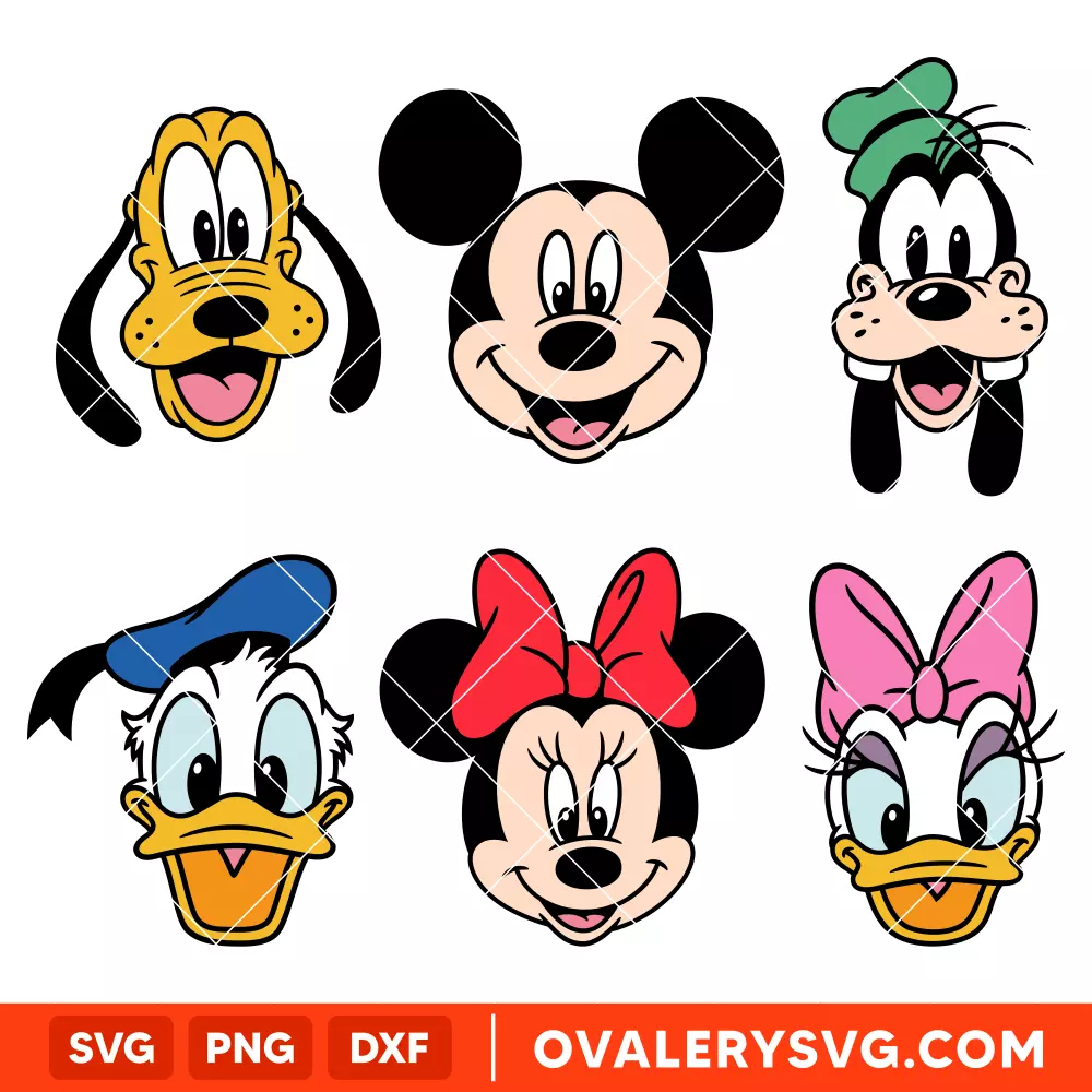 Mickey, Minnie, Donald, Daisy, Goofy, Pluto Bundle SVG, Disney Friends SVG, Disney Characters SVG | Instant Download SVG PNG Cut File for Cricut & Silhouette