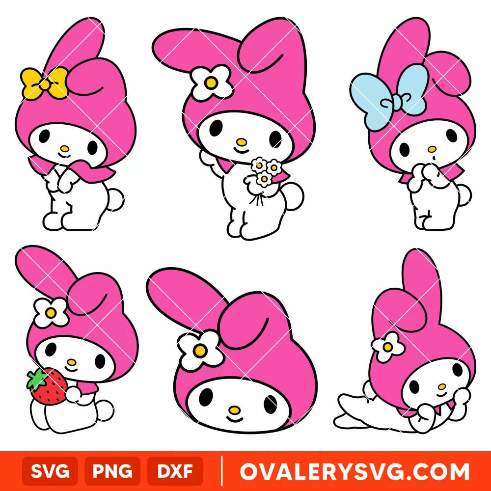 My Melody Bundle SVG, Sanrio SVG, Hello Kitty SVG, Kawaii SVG, Cricut, Silhouette SVG PNG Cut File