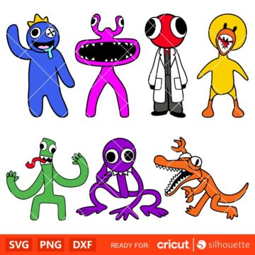 Rainbow Friends Characters Svg, Rainbow Family Svg, Gamer Rainbow ...