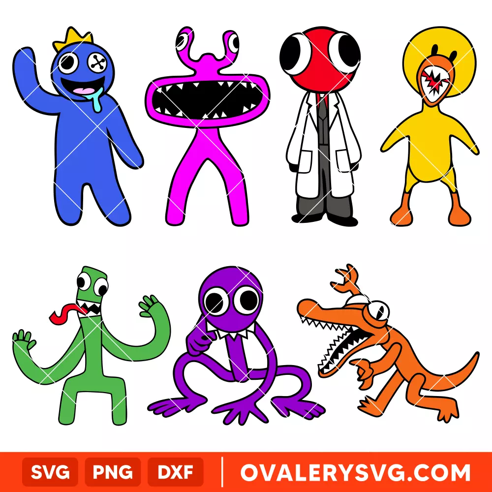 Rainbow Friends Characters SVG, Rainbow Family SVG, Gamer Rainbow Friends SVG, Rainbow Birthday SVG, Cricut, Silhouette SVG PNG Cut File