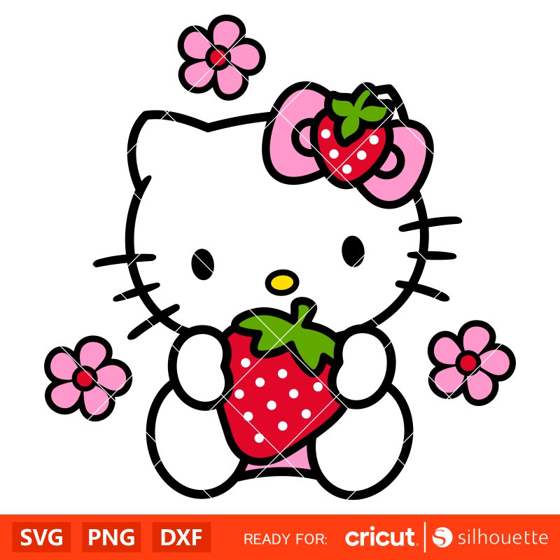 Strawberry Hello Kitty Svg, Sanrio Svg, Hello Kitty Svg, Kawaii Svg