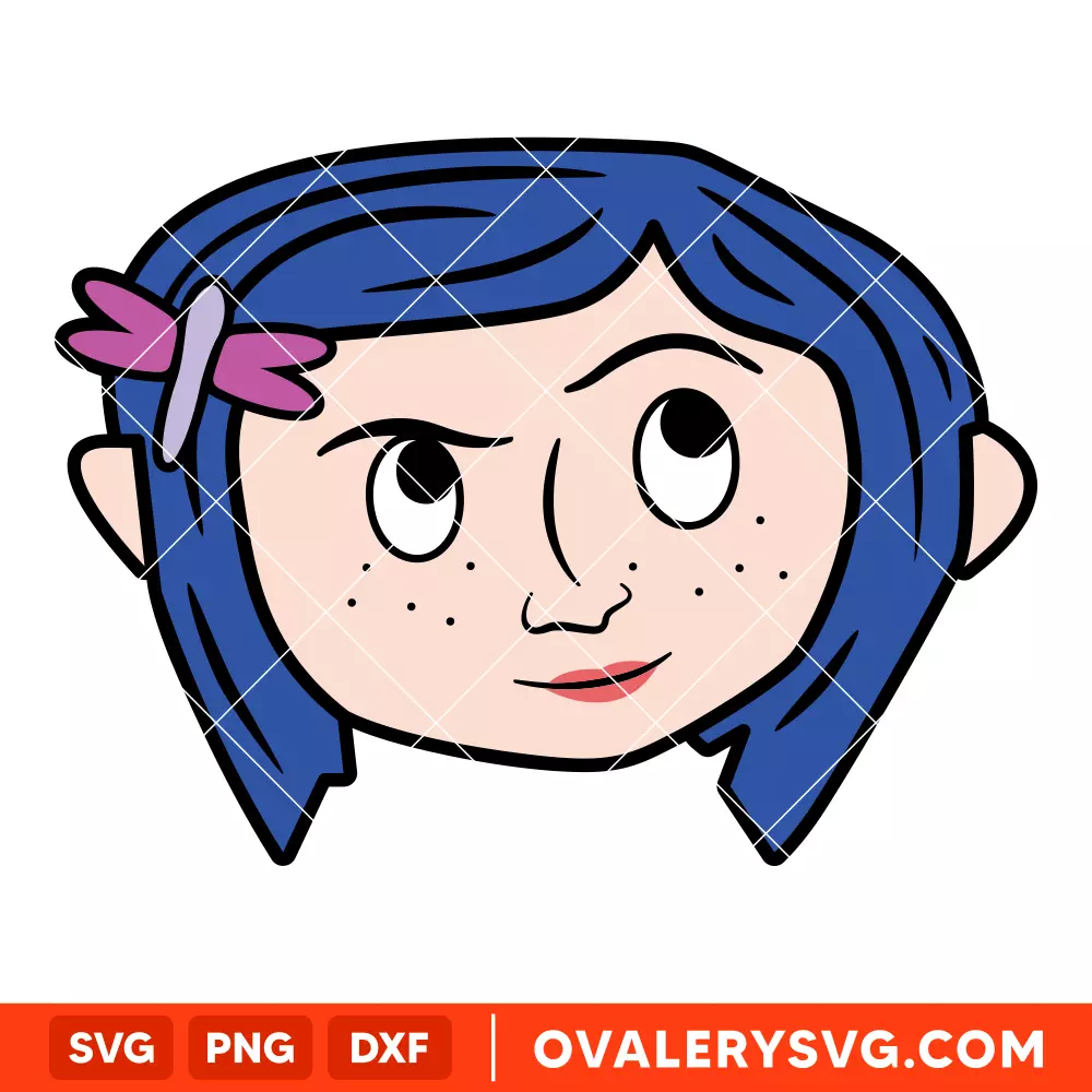 Coraline Head SVG, Coraline Button Eyes SVG, Halloween SVG, Horror SVG, Cricut, Silhouette SVG PNG Cut File