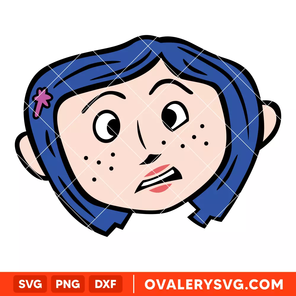 Coraline Head SVG, Coraline Button Eyes SVG, Halloween SVG, Horror SVG, Cricut, Silhouette SVG PNG Cut File