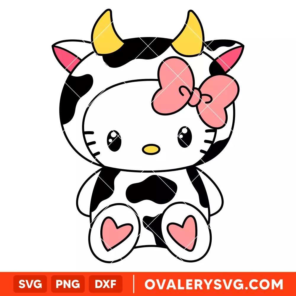 Cow Hello Kitty SVG, Sanrio SVG, Hello Kitty SVG, Kawaii SVG, Cricut, Silhouette SVG PNG Cut File