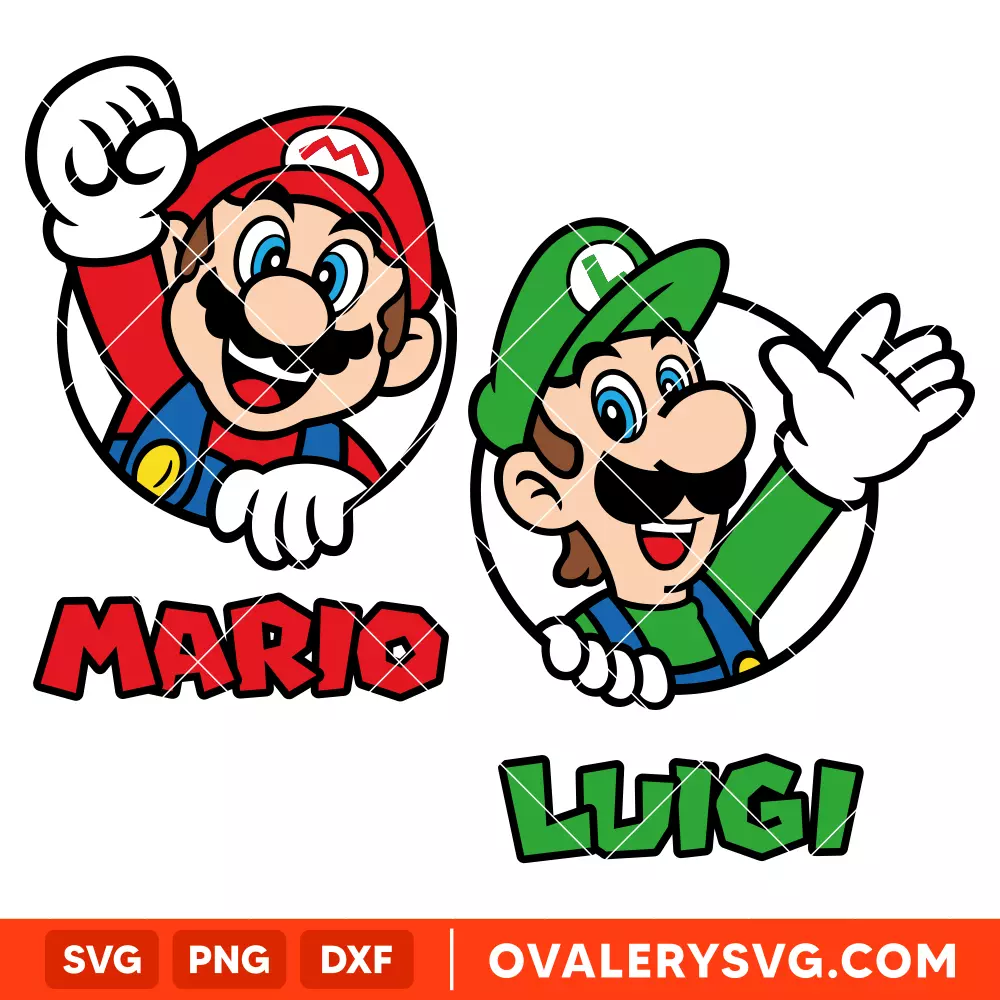 Mario & Luigi Bundle SVG, Mario Characters SVG, Super Mario SVG, Mario Bros SVG, Cricut, Silhouette SVG PNG Cut File