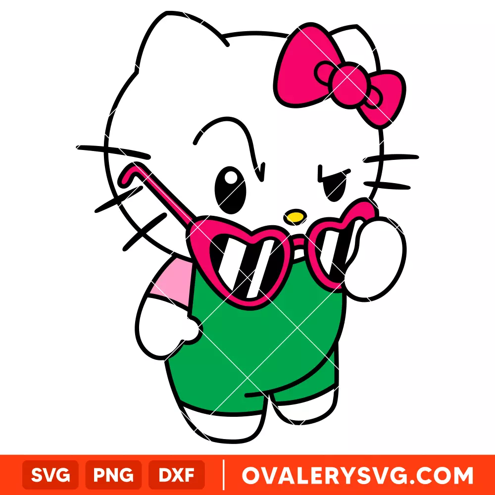 Sassy Hello Kitty SVG, Sanrio SVG, Sunglasses Hello Kitty SVG, Cricut, Silhouette SVG PNG Cut File