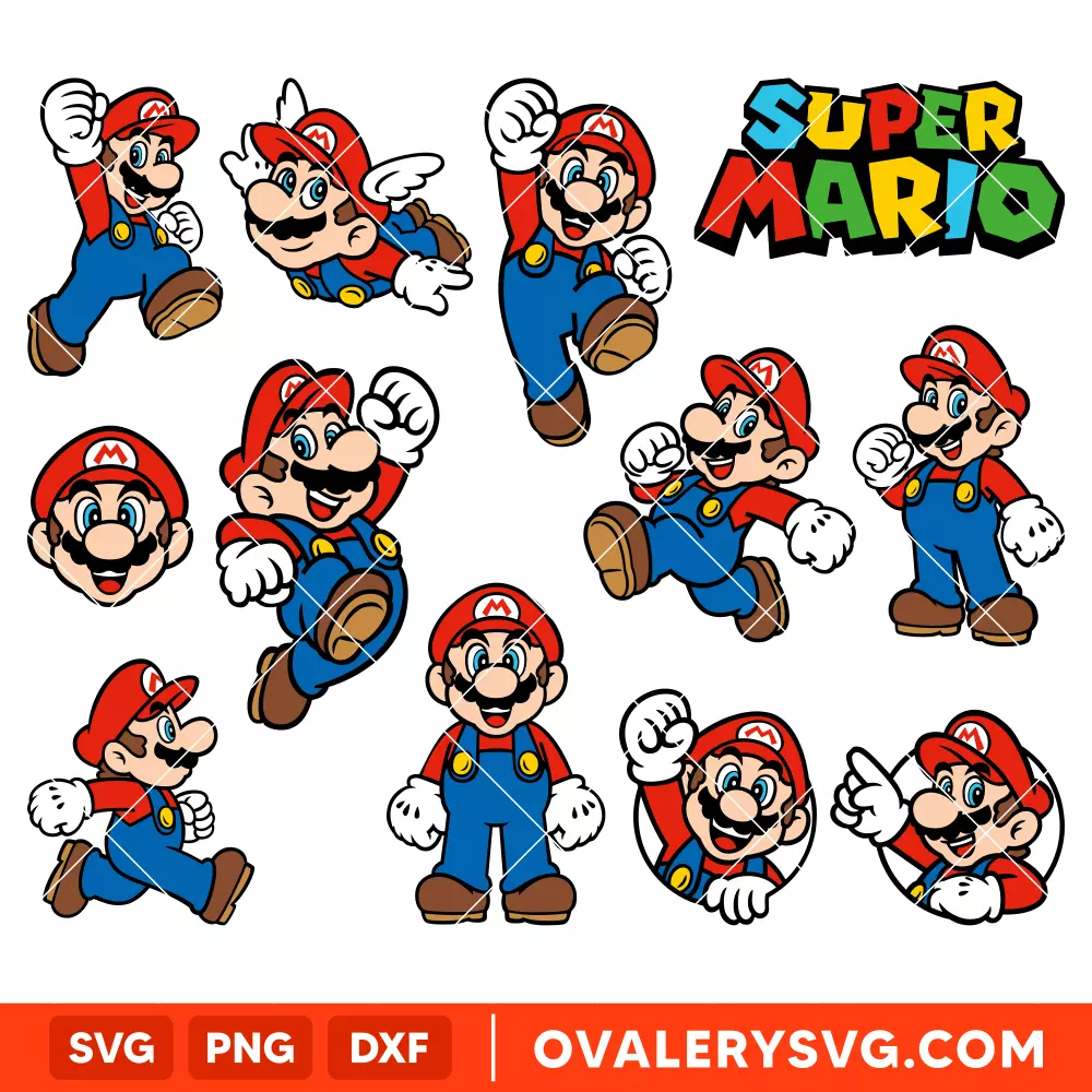 Super Mario Bundle SVG, Mario Characters SVG, Super Mario SVG, Mario Bros SVG, Cricut, Silhouette SVG PNG Cut File