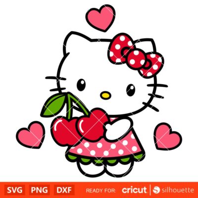 Cherry Hello Kitty Svg, Sanrio Svg, Hello Kitty Svg, Kawaii Svg, Cricut ...