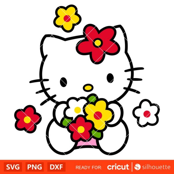 Flower Hello Kitty Svg, Sanrio Svg, Hello Kitty Svg, Kawaii Svg, Cricut