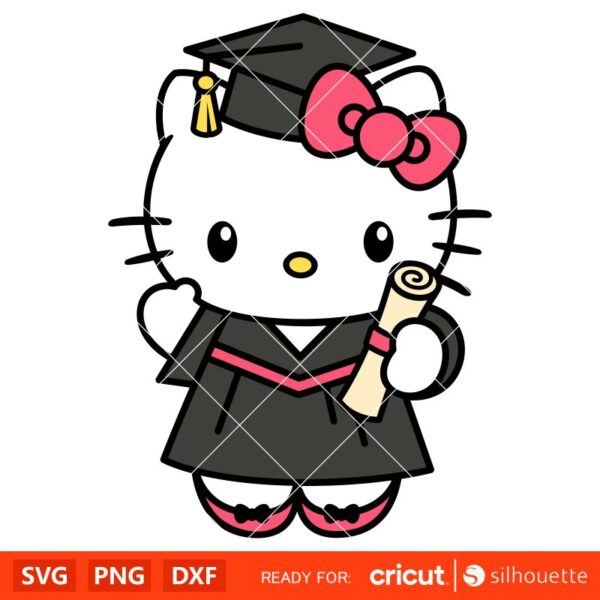 Graduate Hello Kitty Svg, Senior Svg, School Svg, Kawaii Svg, Cricut