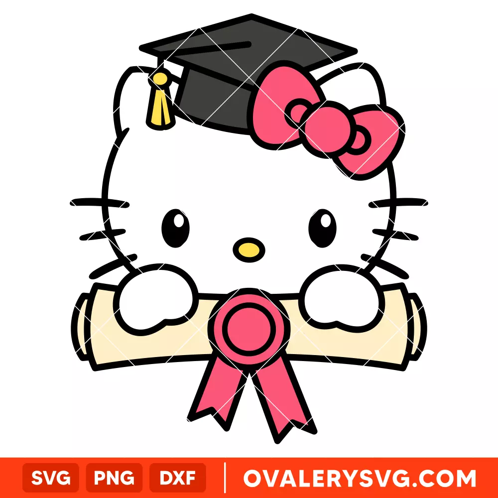 Graduate Hello Kitty SVG, Senior SVG, Sanrio SVG, Kawaii SVG, Cricut, Silhouette SVG PNG Cut File