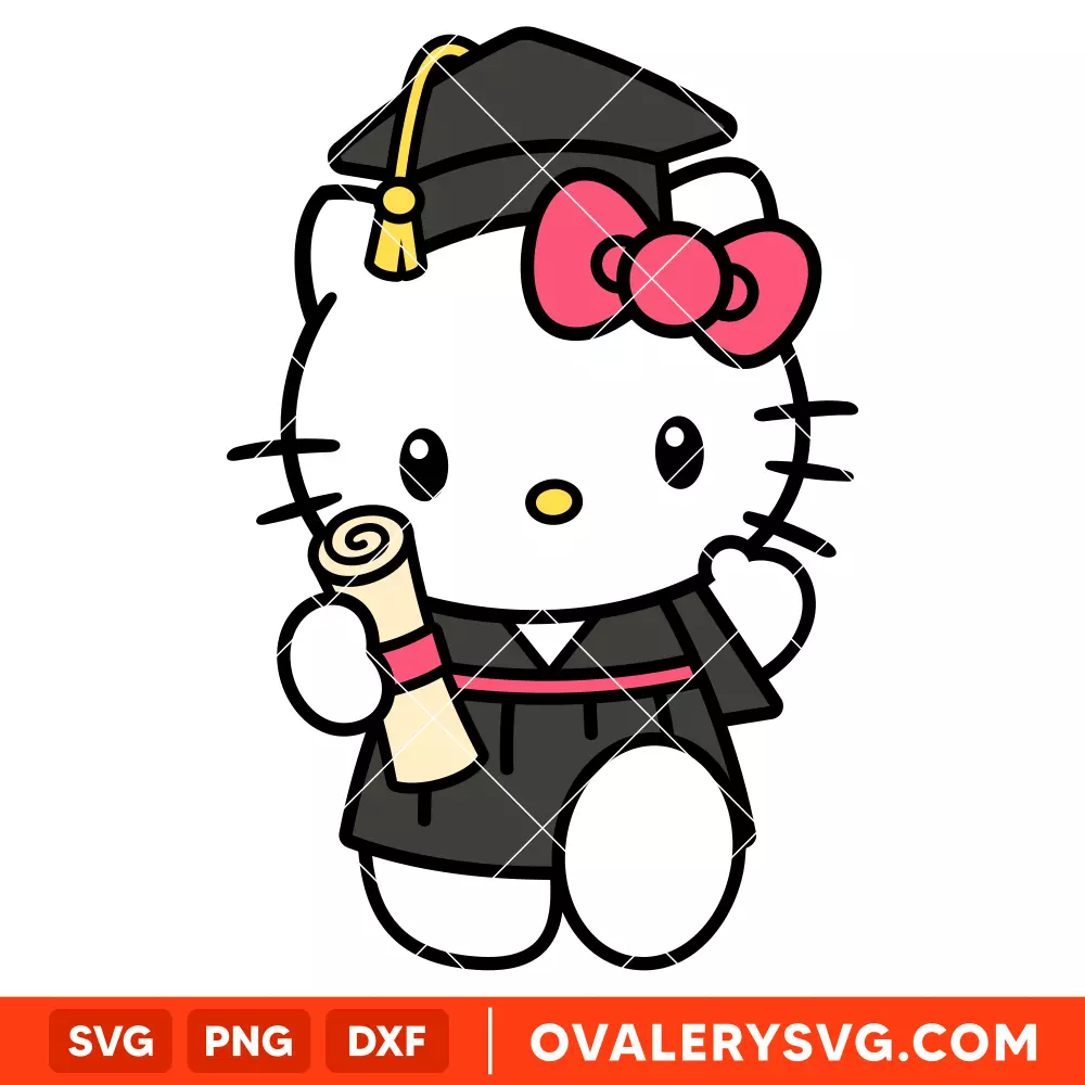 Graduate Hello Kitty SVG, Senior SVG, Sanrio SVG, Kawaii SVG | Instant Download SVG PNG Cut File for Cricut & Silhouette