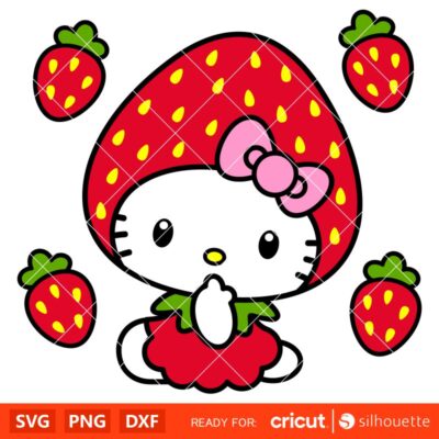 Hello Kitty Strawberry Svg, Sanrio Svg, Hello Kitty Svg, Kawaii Svg