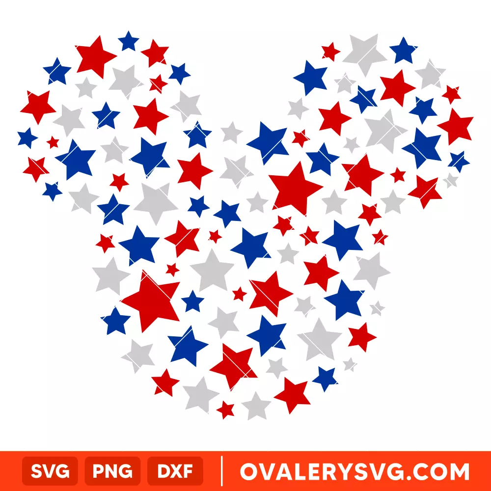 Patriotic Stars Mickey SVG, 4th of July SVG, Disney SVG | Instant Download SVG PNG Cut File for Cricut & Silhouette