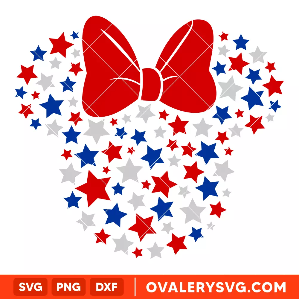 Patriotic Stars Micnnie SVG, 4th of July SVG, Disney SVG | Instant Download SVG PNG Cut File for Cricut & Silhouette