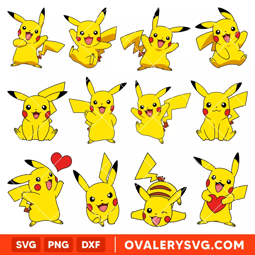 Pikachu Bundle SVG, Pokemon Birthday SVG, Birthday Party SVG, Pokemon SVG, Cricut, Silhouette SVG PNG Cut File