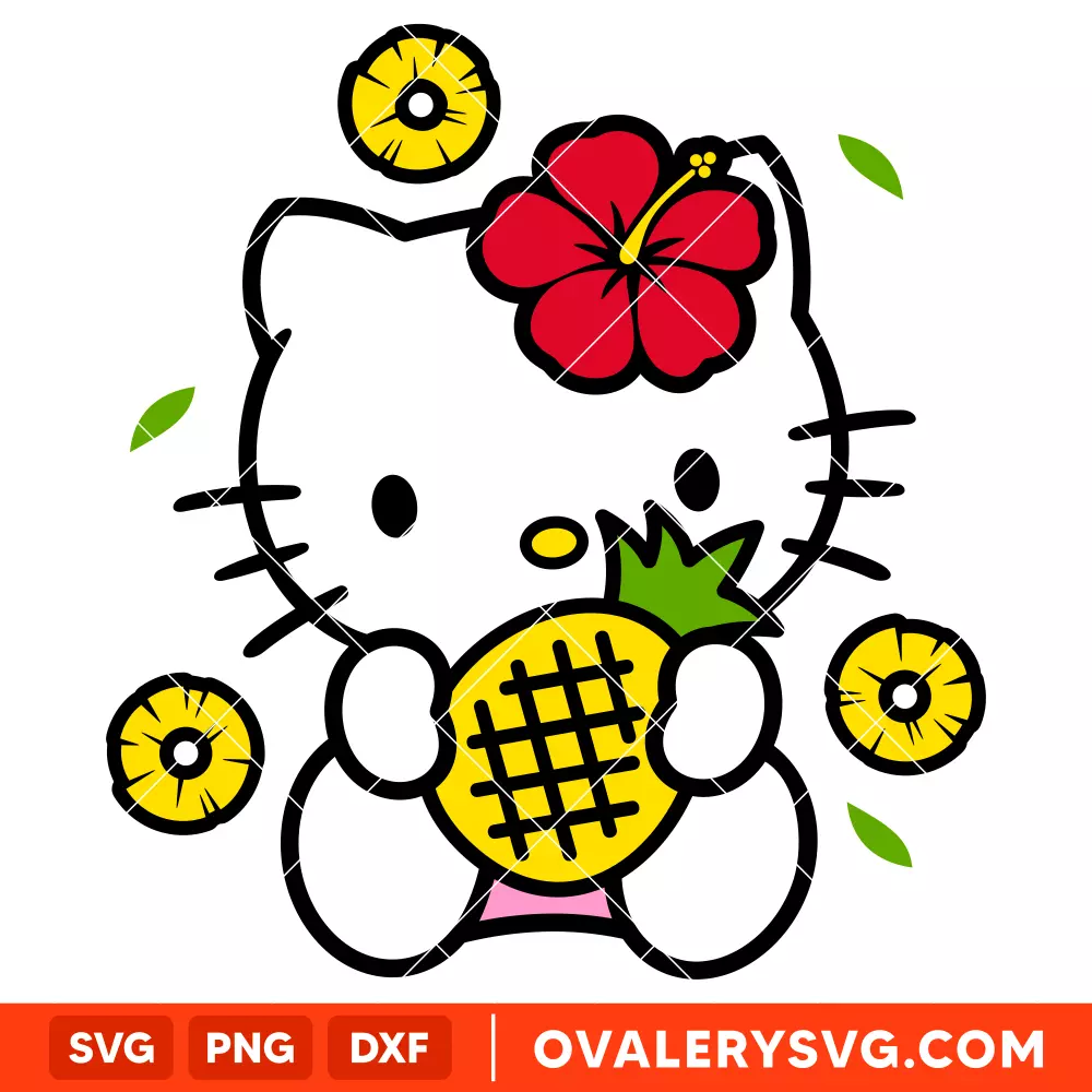 Pineapple Hello Kitty SVG, Sanrio SVG, Hello Kitty SVG, Kawaii SVG, Cricut, Silhouette SVG PNG Cut File