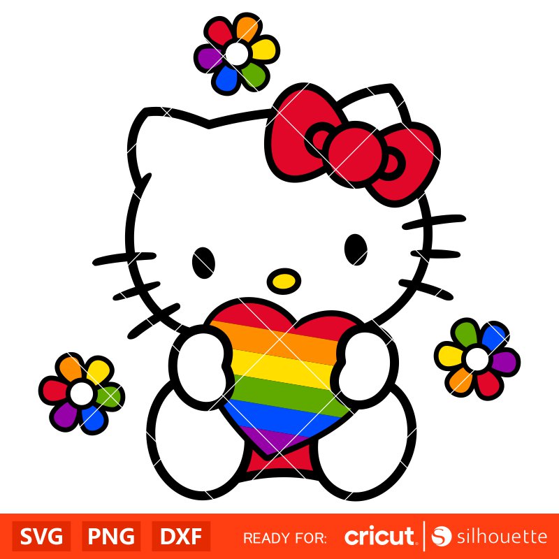 Pride Hello Kitty Svg, Sanrio Svg, Hello Kitty Svg, Kawaii Svg, Cricut