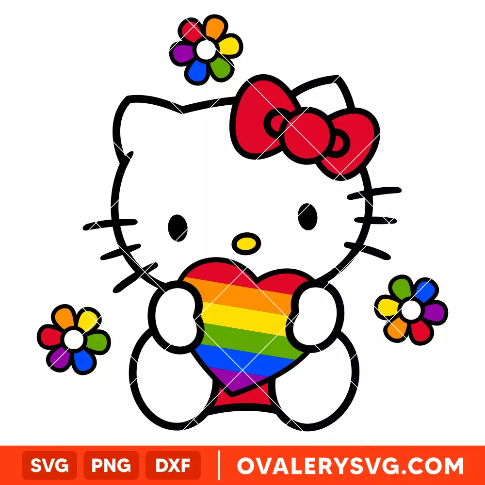 Pride Hello Kitty SVG, Sanrio SVG, Hello Kitty SVG, Cricut, Silhouette SVG PNG Cut File