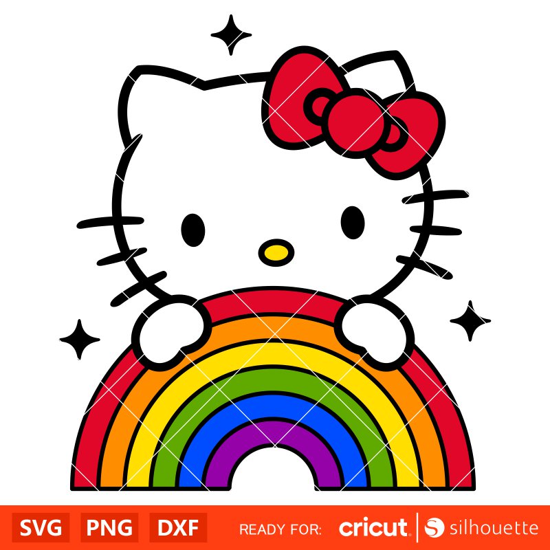 Pride Rainbow Hello Kitty Svg, Sanrio Svg, Hello Kitty Svg, Kawaii Svg