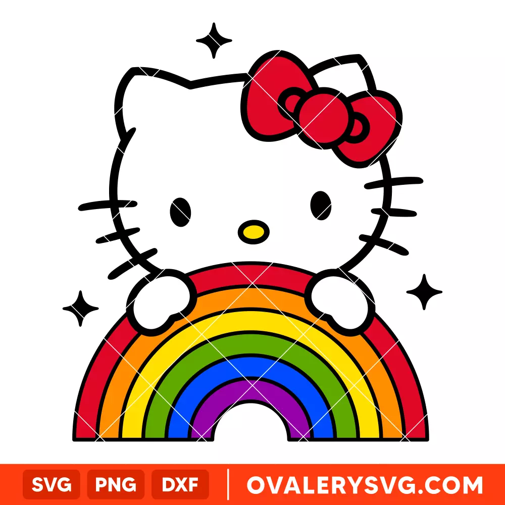 Pride Rainbow Hello Kitty SVG, Sanrio SVG, Hello Kitty SVG, Cricut, Silhouette SVG PNG Cut File