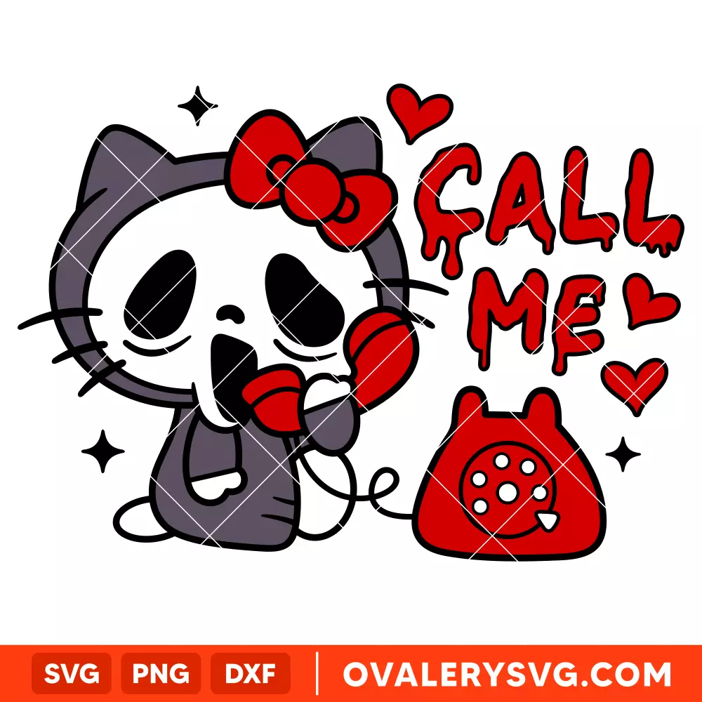 Call Me Scream Hello Kitty SVG, Ghost face SVG, Halloween SVG, Sanrio SVG, Cricut, Silhouette SVG PNG Cut File