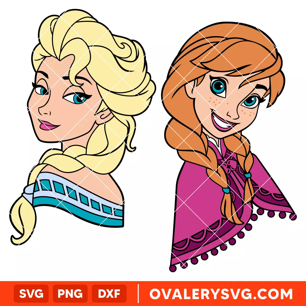 Frozen Bundle SVG, Elsa Anna SVG, Disney Princess SVG, Cricut, Silhouette SVG PNG Cut File