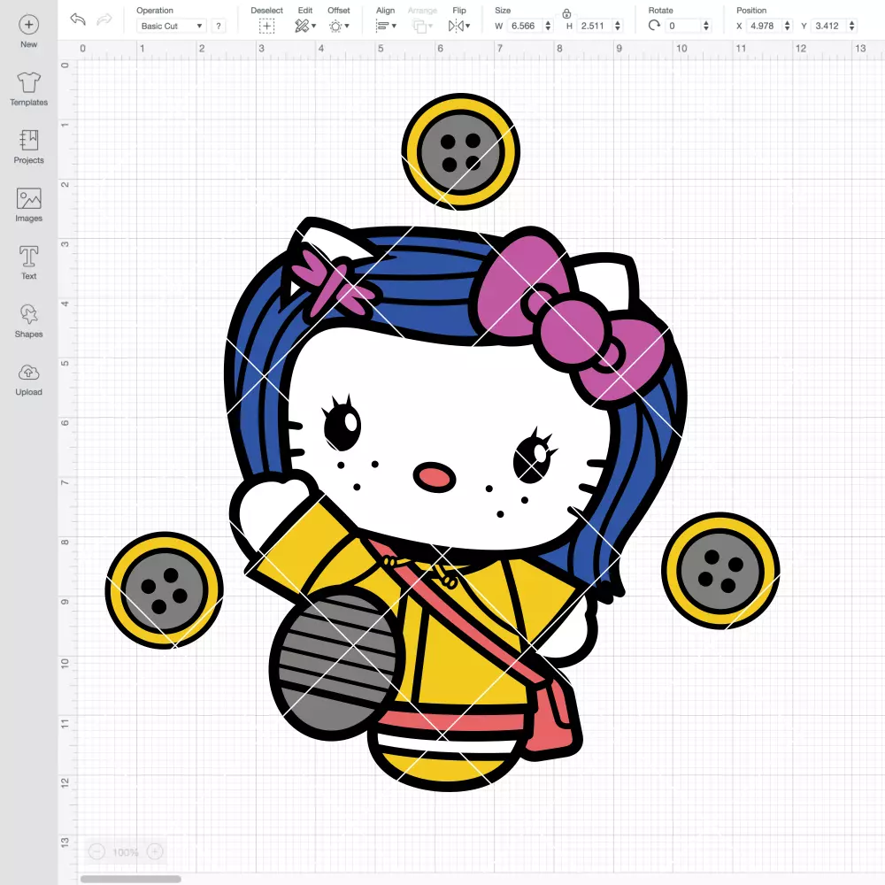 Hello Kitty Coraline SVG, Button Eyes SVG, Halloween SVG, Sanrio SVG | Instant Download SVG PNG Cut File for Cricut & Silhouette - Image 2